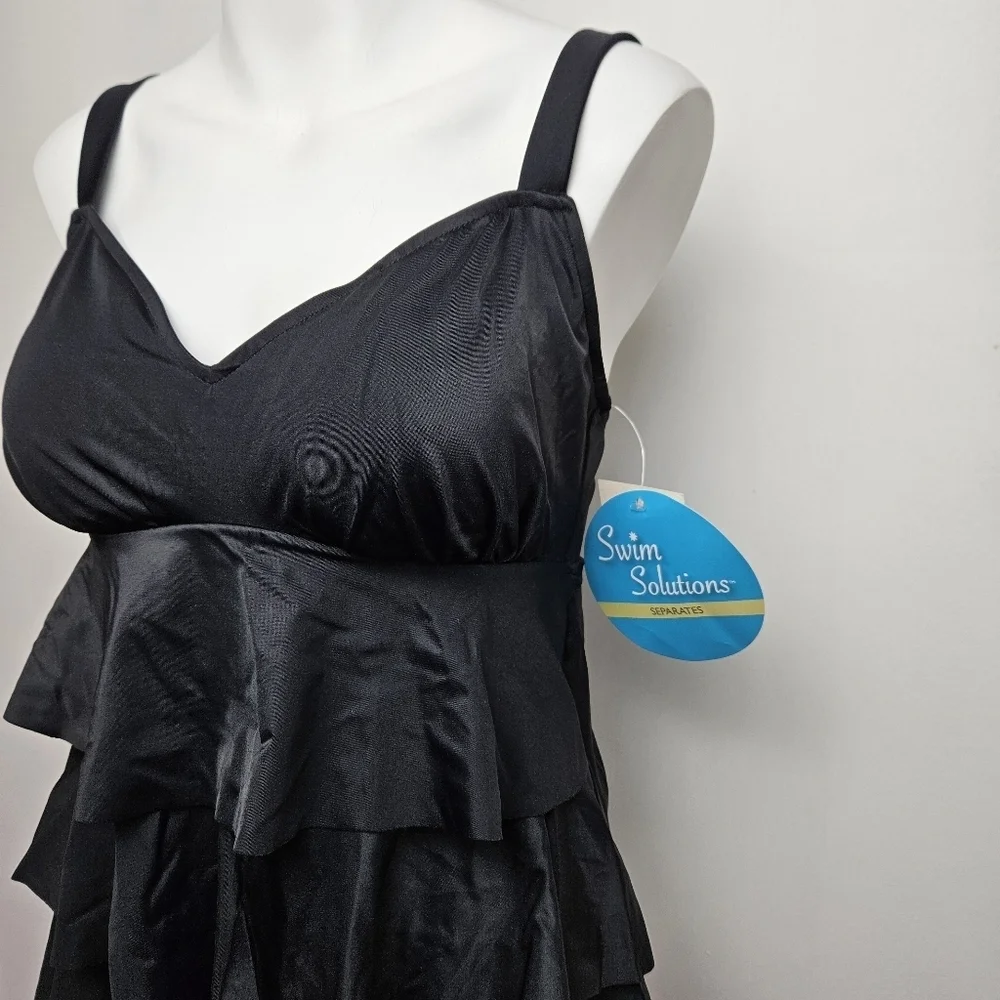 Swim Solutions Ruffle Top Slimming Swim Wear Tankini - Picture 2 of 6